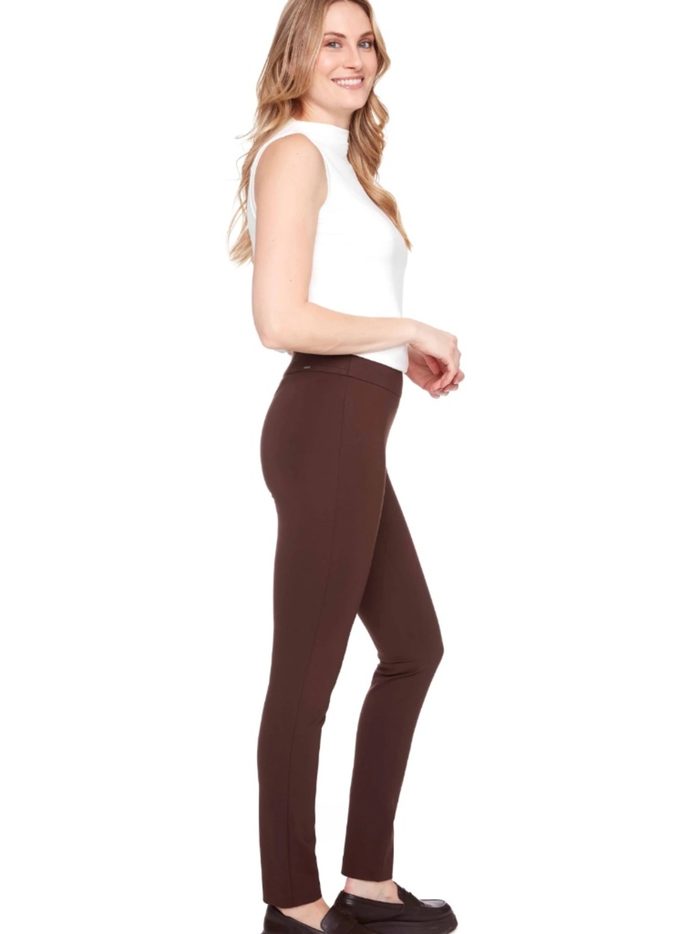 NWOT Up! Women’s Solid Heavy Ponte Slim Full-Length Legging Pant Brown Size 8